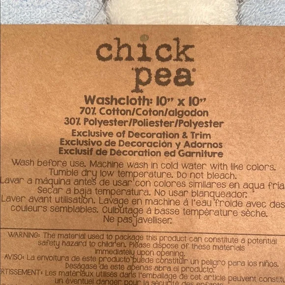 Chick Pea White and Blue Washcloths Set - Picture 3 of 4